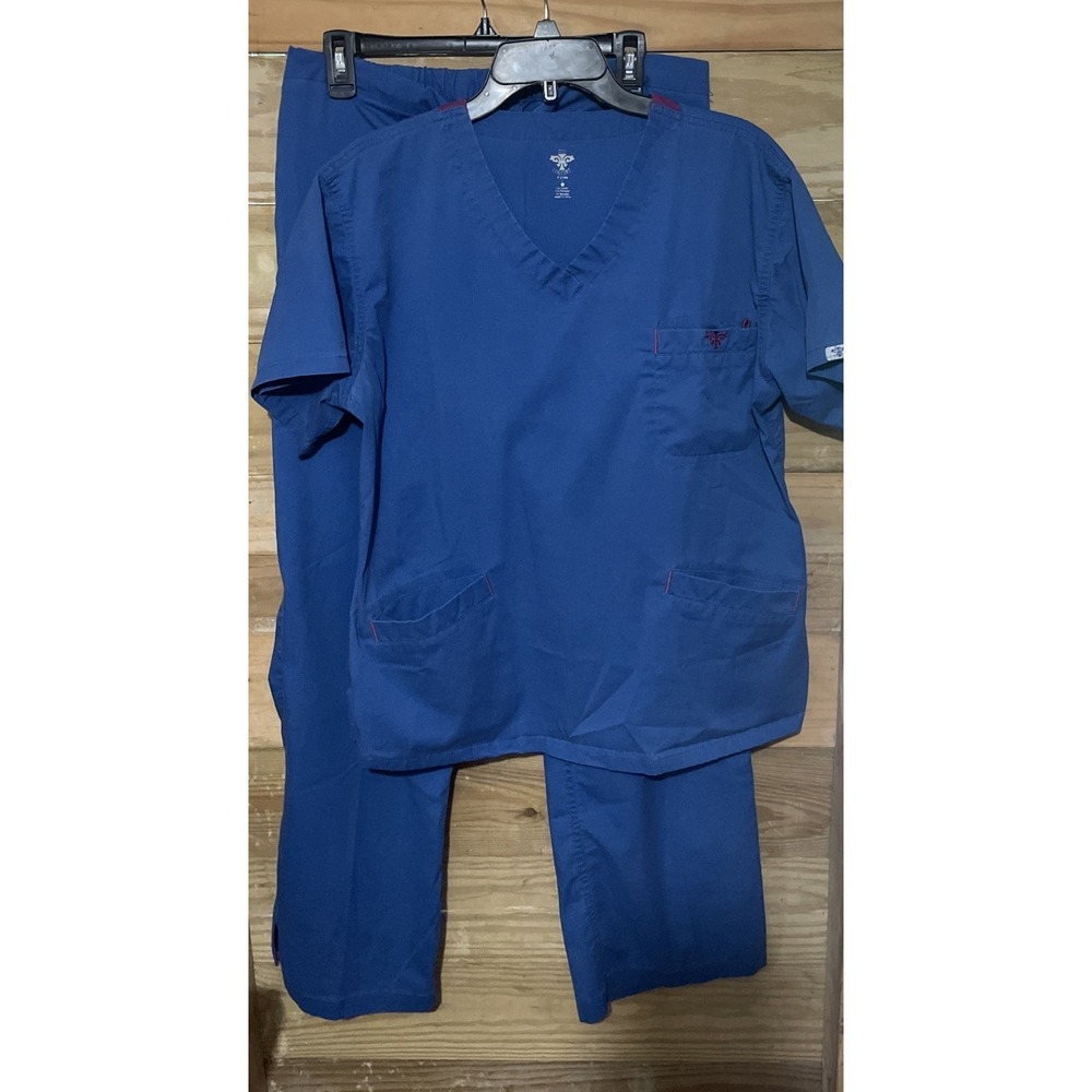 Med Couture Women's Scrub Set E-Z Flex Top Large & Pants Medium